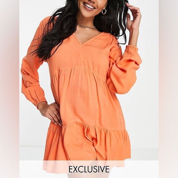 Metamorphosis girl size medium (large) orange tier midi dress… - Picture 1 of 7